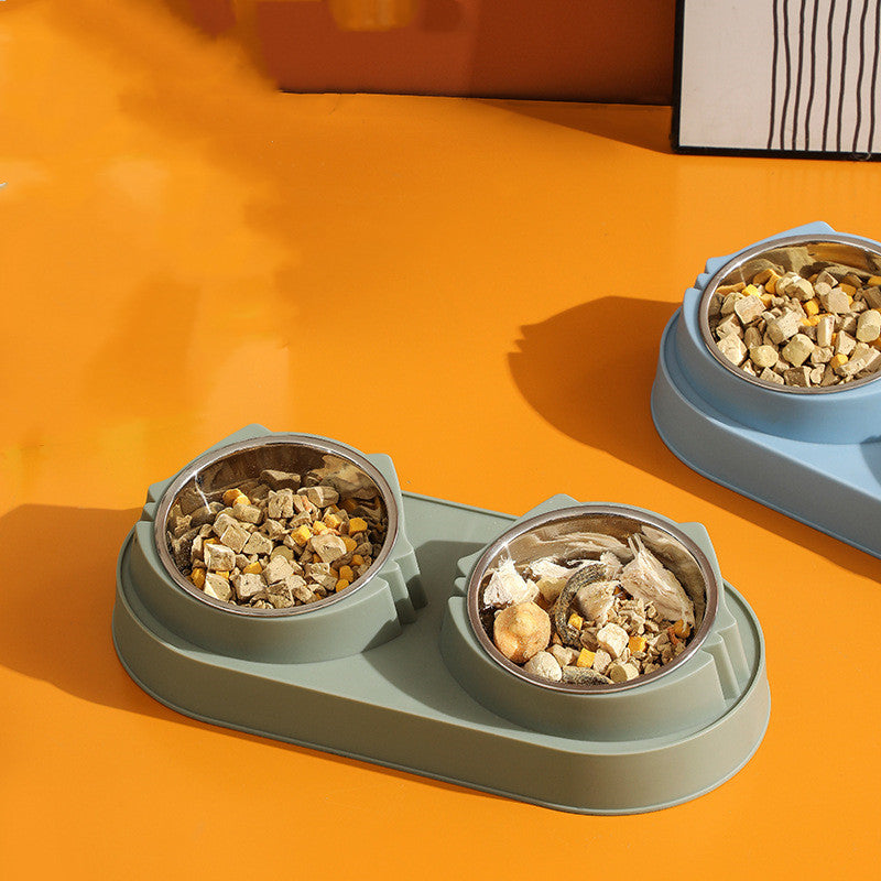 Stainless Steel Anti‑Spill Double Bowl