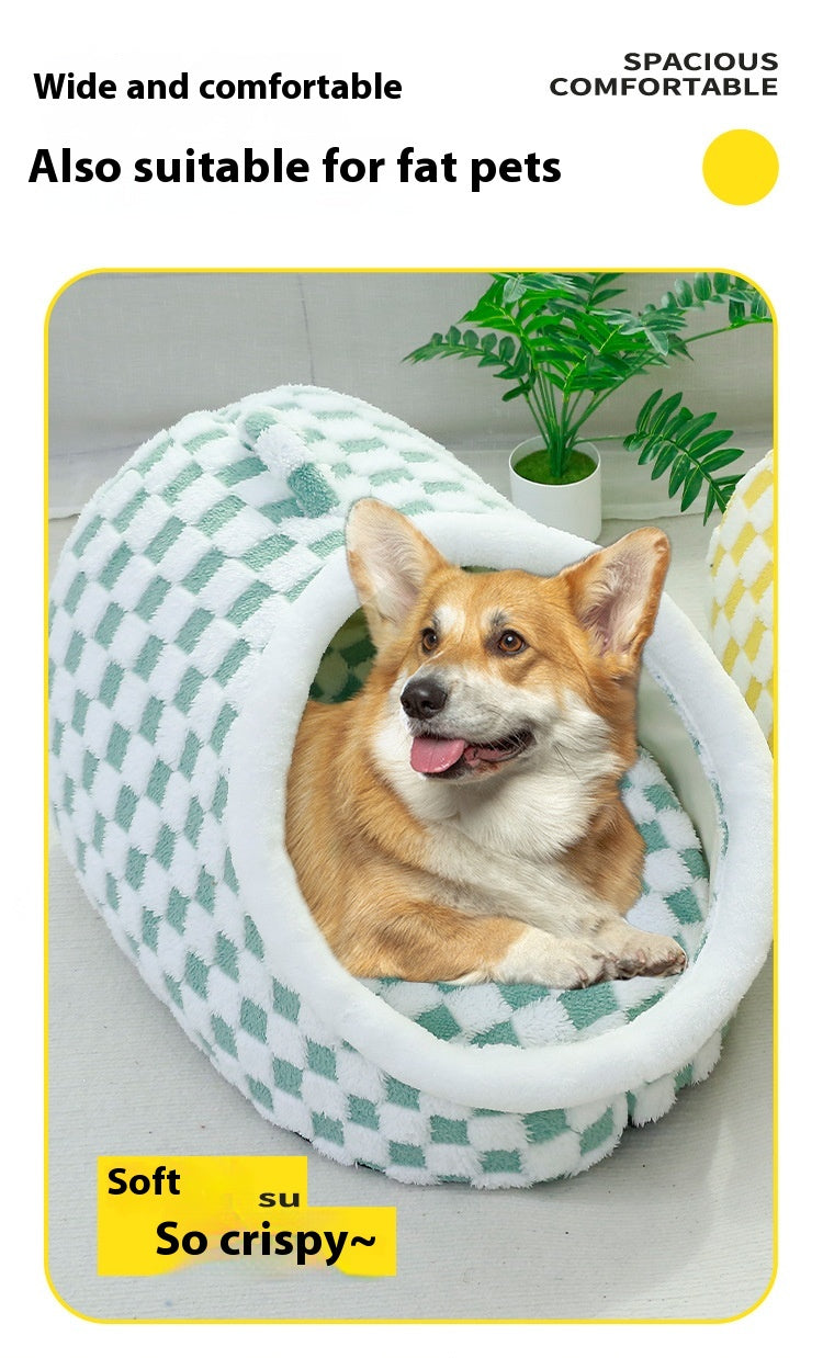 Semi-Enclosed Dog House Bed