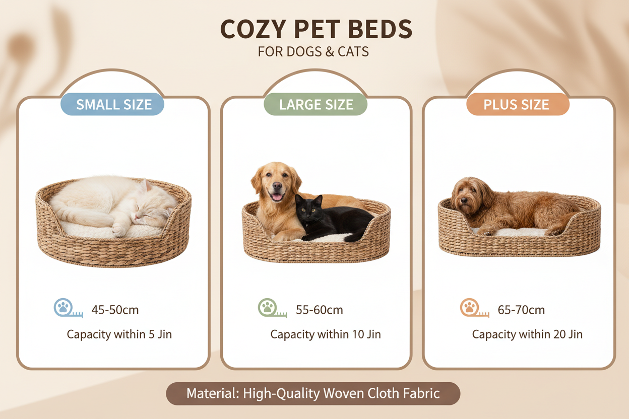 Specification: Small size 45-50cm within 5 Jin, large size 55-60cm within 10 Jin, plus-sized 65-70cm within 20 Jin
Material: cloth maak een grafiek voor deze honden en katte manden