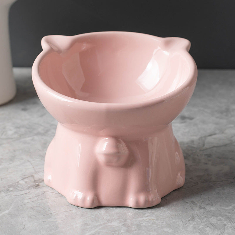 Cute Elevated Ceramic Cat Bowl