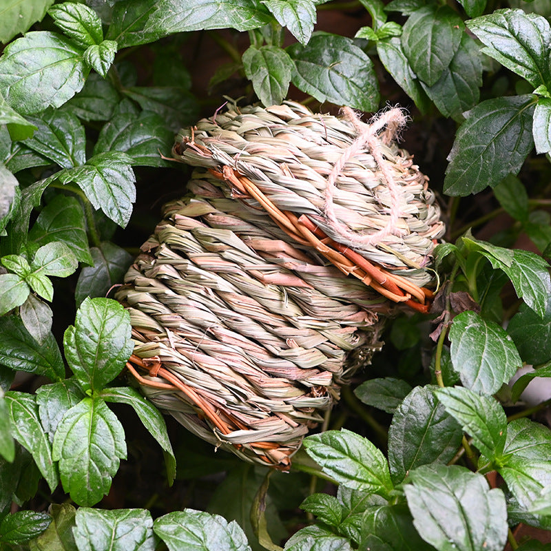 Handwoven Straw Bird Nest Cage