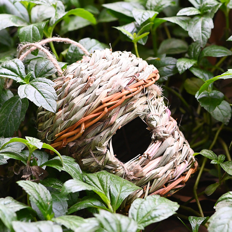 Handwoven Straw Bird Nest Cage