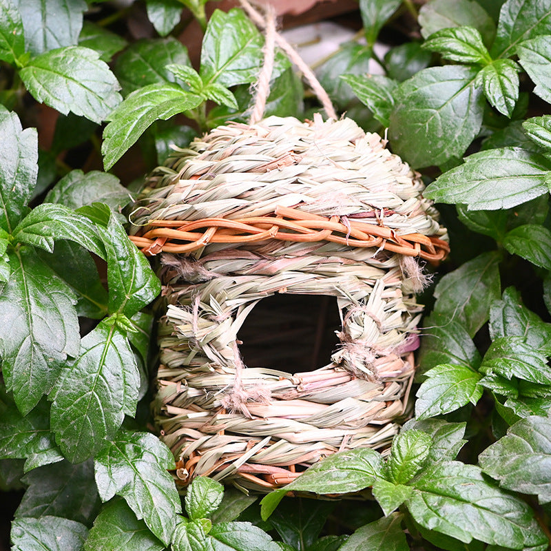 Handwoven Straw Bird Nest Cage