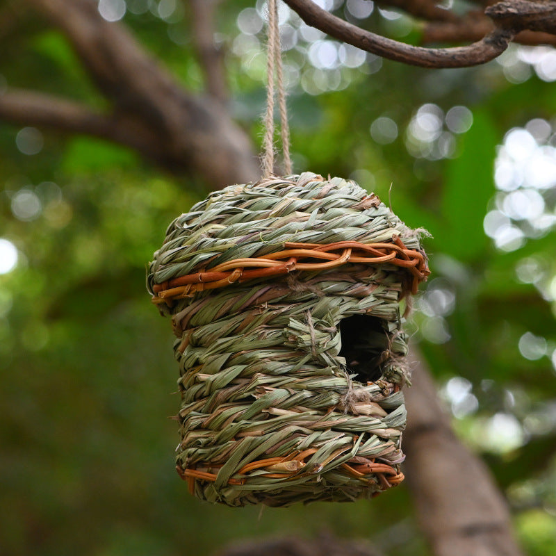 Handwoven Straw Bird Nest Cage