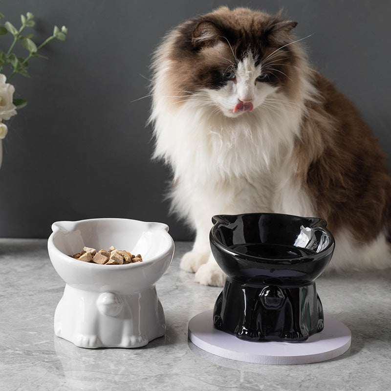 Cute Elevated Ceramic Cat Bowl