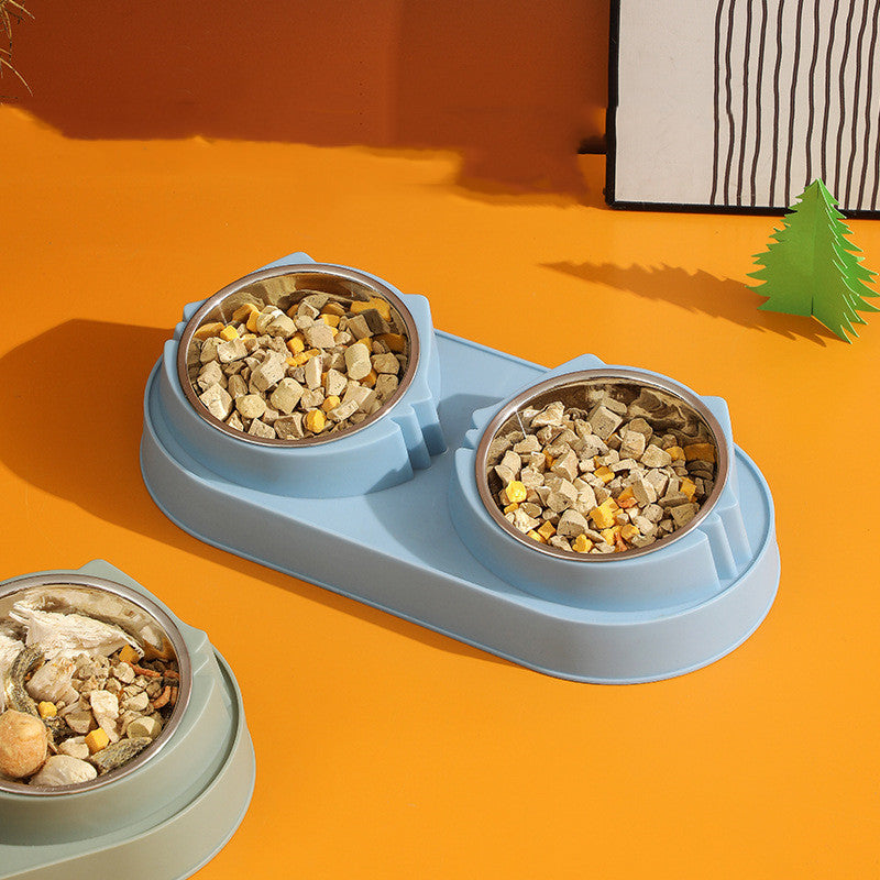 Stainless Steel Anti‑Spill Double Bowl