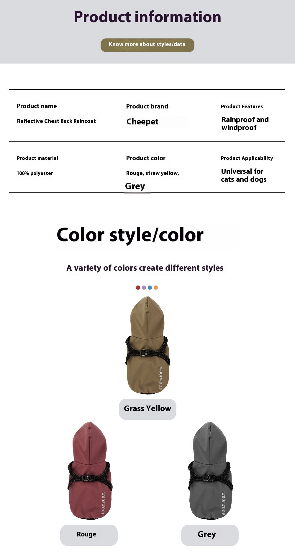 Waterproof Dog Raincoat Poncho