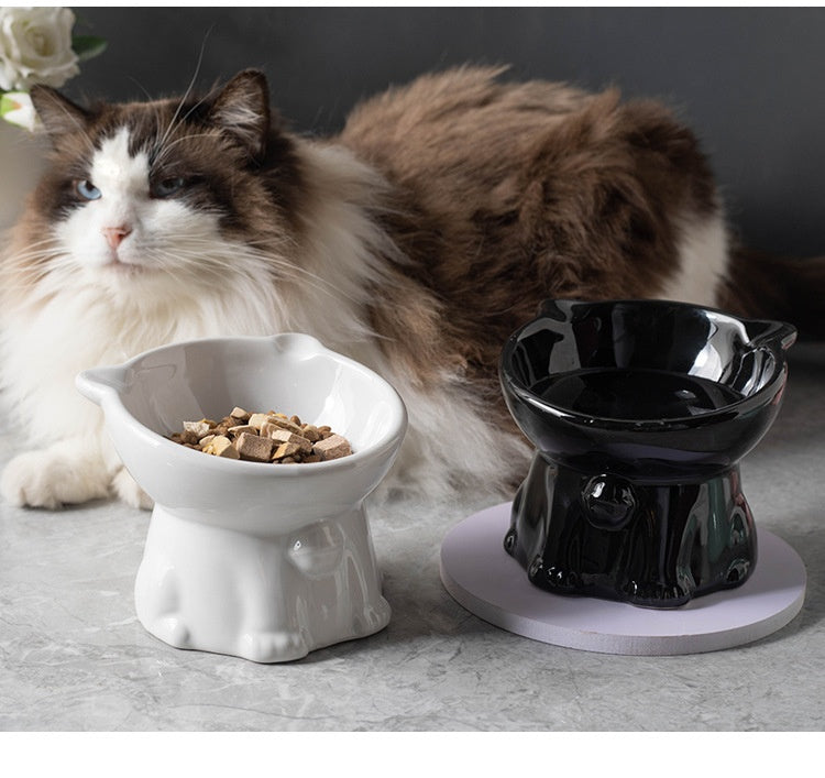 Cute Elevated Ceramic Cat Bowl