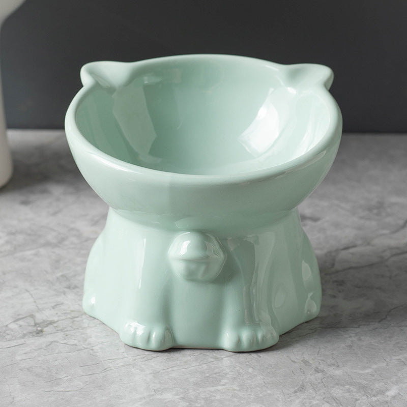 Cute Elevated Ceramic Cat Bowl