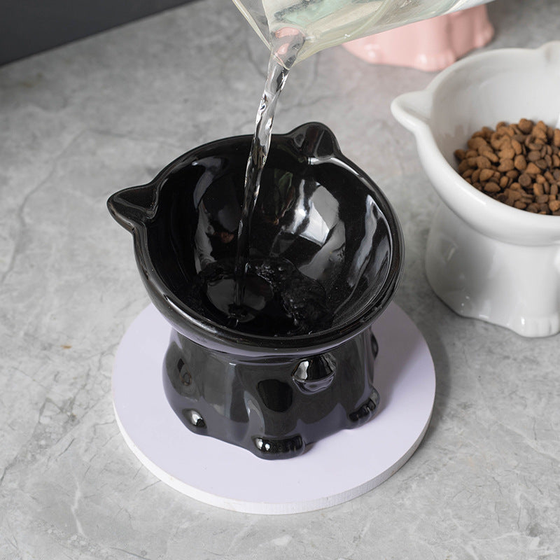 Cute Elevated Ceramic Cat Bowl