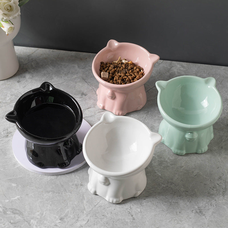 Cute Elevated Ceramic Cat Bowl