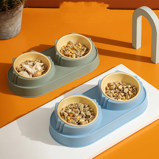 Stainless Steel Anti‑Spill Double Bowl