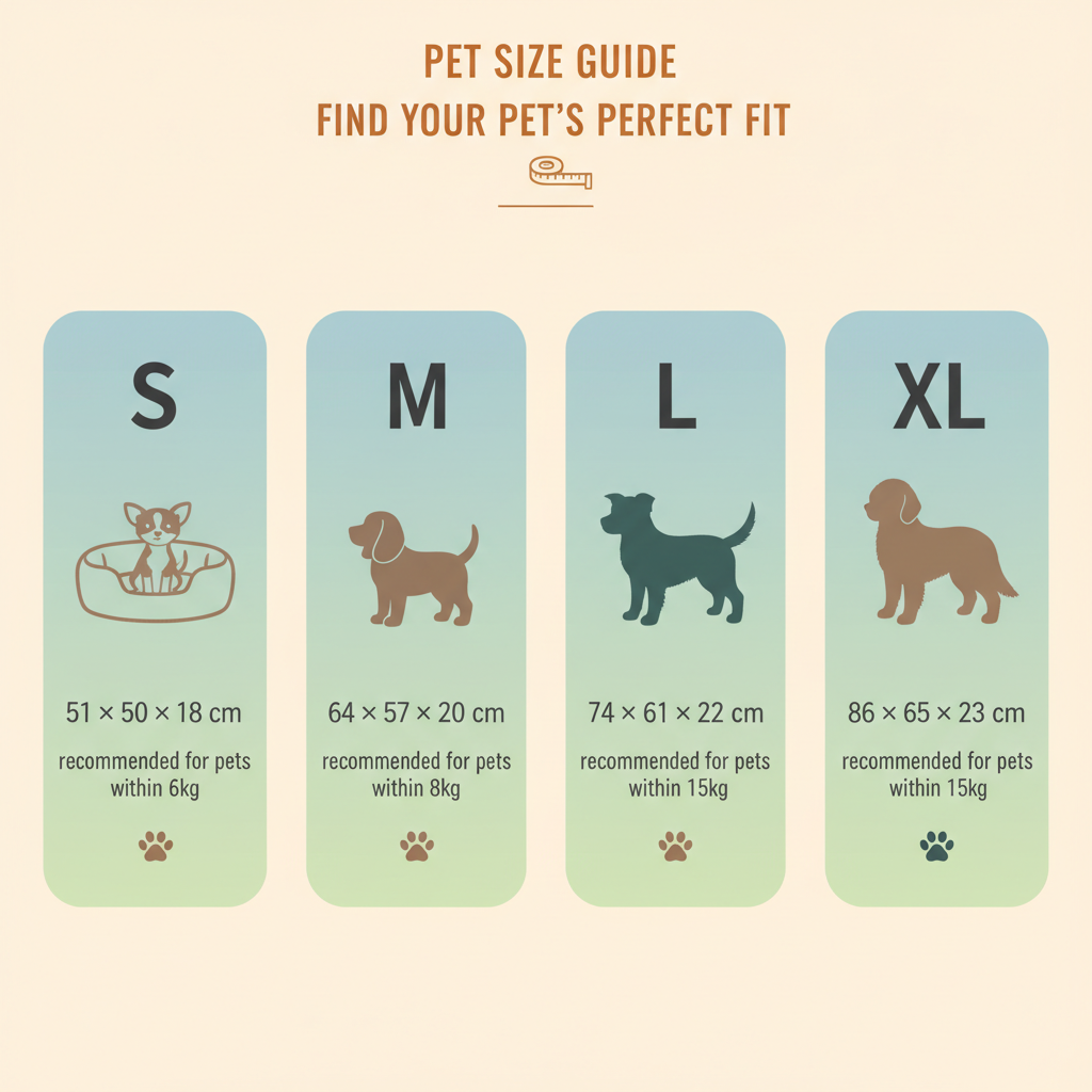 maak een mooie grafiek voor als een van de afbeeldingen met de maten:S- (51 * 50 * 18 "recommended within 6kg

M- (64 * 57 * 20) Recommended 8k ginside

L- (74 * 61 * 22) Recommended within 15kg

XL- (86 * 65 * 23) recommended 20kg&nbsp; inside