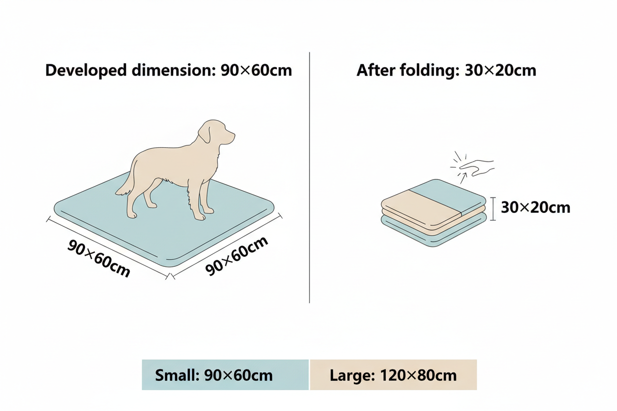 maak grafiek simple voor folding matras voor Dags:Developed dimension: 90*60cm, suitable for most medium or large size dogs. After folding: 30*20cm, very easy to carry.

size&nbsp;Small 90*60cm

&nbsp; &nbsp; &nbsp; &nbsp;Large 120*80cm
